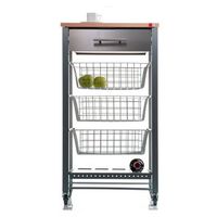 carrito de cocina con ruedas april r mueble auxiliar elegante con cestas cajon y botellero
