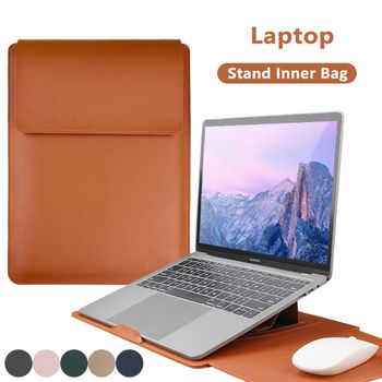 Funda de cuero PU para ordenador portátil, funda con soporte, bolsa para hombre y mujer 13 14 15 15,6, 16 pulgadas para Macbook Air Samsung HP Lenovo