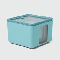 set 3 recipientes cuadrados para alimentos en polipropileno verde agua