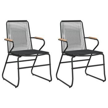 Pack 2 Uds Sillas De Jardín | Silla De Exterior | Sillón Ratán Pvc Negro 58x59x85,5 Cm