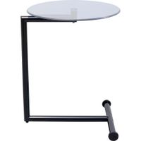 mesa auxiliar en vidrio negro y acero o46c