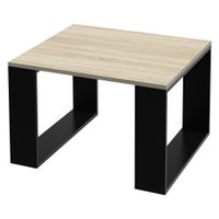 mesa de centro cuadrada en aglomerado acabado roble y patas negras