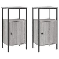 pack 2 uds mesitas de noche  mesa auxiliar  mesilla madera ingenieria gris sonoma 41x31x80cm