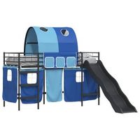 cama individual  estructura de litera para ninos negro y azul 100 x 190 cm metal