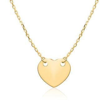 Cadena corazón grabable de oro 9 quilates para mujer