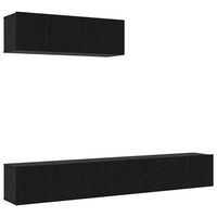 conjunto de gabinetes de tv 3 piezas roble negro 200 x 30 x 30 cm