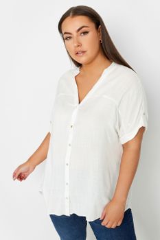 Yours Camisa Blanca De Manga Corta, Mujer Curvy Y Tallas Grandes, Yours