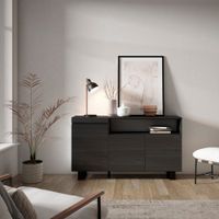 aparador efecto madera negro 150x35x87cm con patas