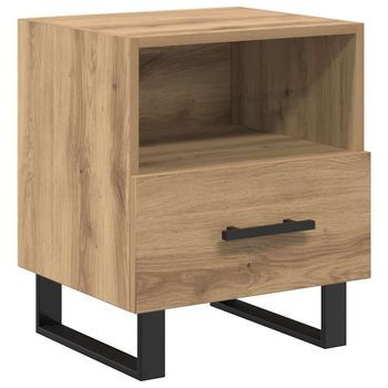 Mesita De Noche | Armario De Noche | Mesa De Noche Con Cajón Roble Artesanal 40 X 35 X 47,5 Cm
