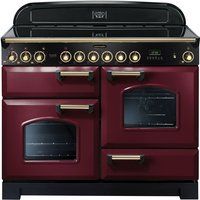 rangemaster classic deluxe 110 electric ceramic range cooker - cranberry  brass cranberry
