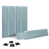 dhome juego de 8 paneles tapizados de polipiel premium pack autoadhesivos para pared acusticos absorbentes proteccion celeste 60x20cm x8