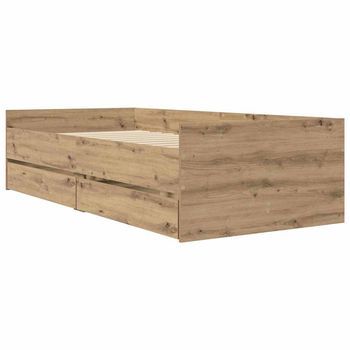 Estructura De Cama Con Cajón Roble Artesanal 90 X 190 Cm