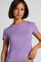 hunkemoller top de pijama de manga corta rib crew neck morado