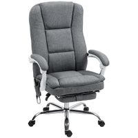 homcom sillon de oficina masajeador y calefactable silla de oficina con altura regulable respaldo reclinable 66x60x113-121cm gris
