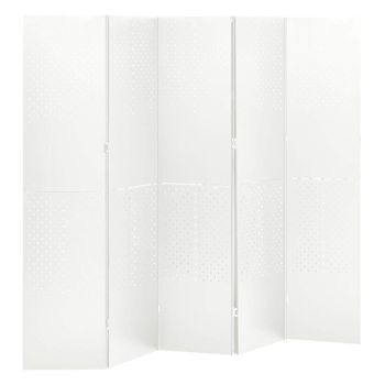 Biombo Divisor De 5 Paneles Acero Blanco 200x180 Cm Vidaxl