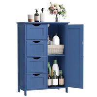 mueble de bano auxiliar de 4 cajones y armario con estructura de mdf - azul
