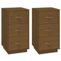 mesitas de noche 2 uds madera de pino marron miel 40x40x75 cm vidaxl