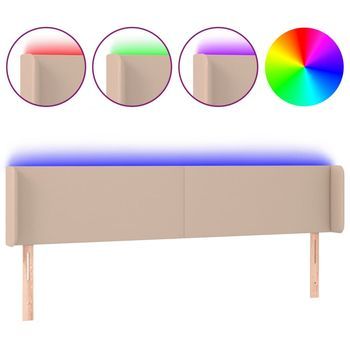 Cabecero Con Led Cuero Sintético Capuchino 183x16x78/88 Cm Vidaxl