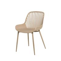silla de polipropileno beige con patas metalicas