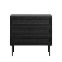 comoda de 3 cajones de madera y metal l80cm - negro