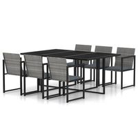 set de comedor para jardin 7 pzas cojines ratan sintetico gris vidaxl