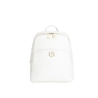 mochila de piel genuina texturizada con bolsillo frontal white
