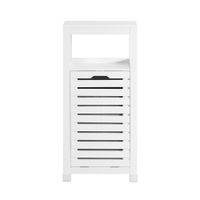 armario para bano con 1 cesto para ropa sucia madera blanco