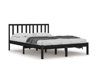 estructura de cama de madera maciza de pino negra 140x190 cm