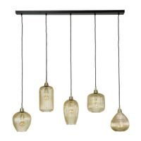 lampara colgante de 5 globos de cristal ambar