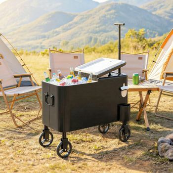 Carrito Nevera De Pu Pp Acero 75x35x120 Cm-outsunny. Negro