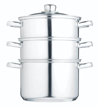 Vaporera 3 Pisos 20cm Plata Acero Inoxidable