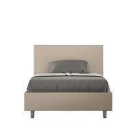 cama de una plaza y medio con somier acolchada 120x210 cuero sintetico gris paloma adele