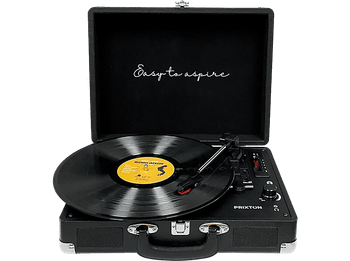 Tocadiscos - Prixton VC400BK, Reproductor Vinilo, Bluetooth, USB, Altavoces Incorporados, Diseño de Maleta, Negro