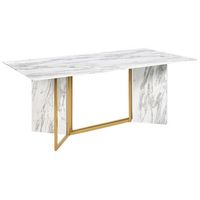 mesa de comedor blanco negro dorado 200 x 100 cm mdf vidrio marmol 8 plazas calcio