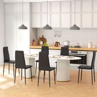6 sillas de comedor de cuero sintetico homcom 41x50x97 cm-negro