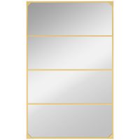 homcom espejo mural tipo ventanal rectangular estilo industrial horizontal o vertical con 4 ganchos en metal dorado 109 x 69 cm   aosom espana