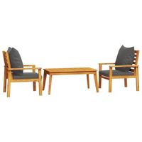 conjunto de muebles para jardin 3 uds  mesa y sillas con cojines madera acacia