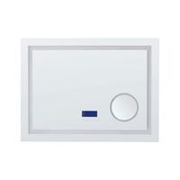 espejo de bano moderno led rectangular con altavoz bluetooth con espejo de aumento 60 x 80 cm plateado thaix