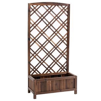 Outsunny Jardinera con Celosía de Madera para Trepadoras Cultivos Plantas en Terraza Jardín Balcón 60x30x122,5 cm Marrón   Aosom España