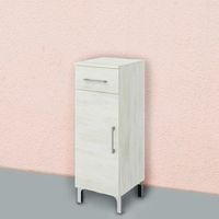 armario de pie h88cm con puerta de roble blanco y cajones con tiradores cromados rimini