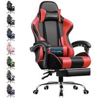 gtplayer silla gaming ergonomica con masaje reposapies y cojin lumbar silla de oficina giratoria con reposacabezas cuero rojo
