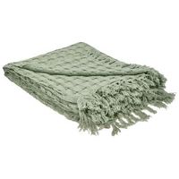 colcha decorativa manta plaid para cama con flecos de algodon 200 x 220 cm verde bere