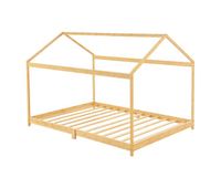cama infantil vindafjord simple en forma de casa bambu 90 x 200 cm - color natural encasa