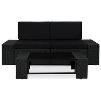 conjunto de muebles de jardin 3 uds  mesa y sillas ratan sintetico negro