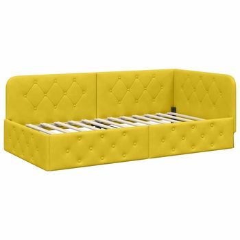 Cama Individual | Cama Para Adulto | Estructura De Cama En Esquina Amarillo 100 X 200 Cm Terciopelo