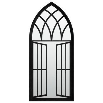 Espejo De Jardín Hierro Negro Para Exterior 100x45 Cm Vidaxl