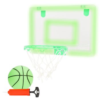 CB Sports - Canasta de baloncesto fluorescente con tablero de 45x30 cm, incluye balón y bomba de aire, fácil instalación en puerta o pared, ideal para jugar en casa, interiores, coordinación,