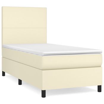 Cama Tapizada 203x100x128 Cm Vinilo - Crema