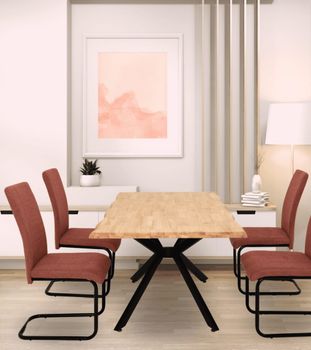 Pack de 4 sillas de comedor de tela con estructura metálica