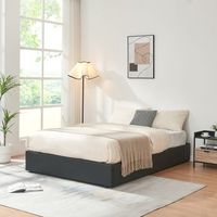 cama matrimonio nola somier abatible polipiel 140x200cm negro encasa